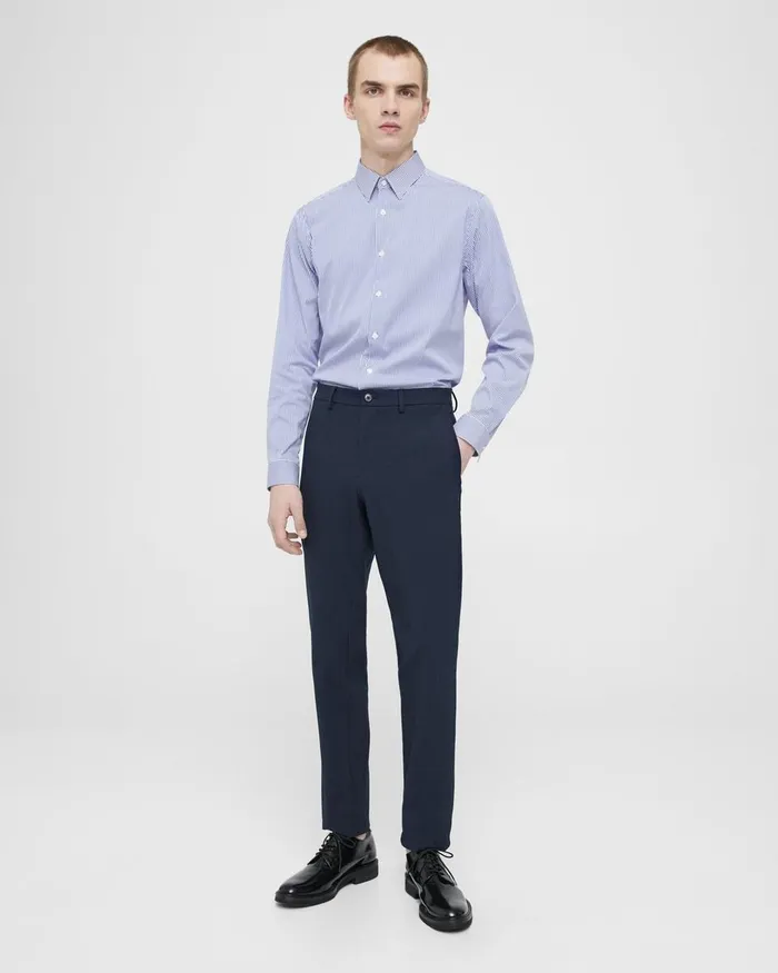 Men Theory Shirts Irving Shirt In Cotton Blend Whitenew Klein Blue
