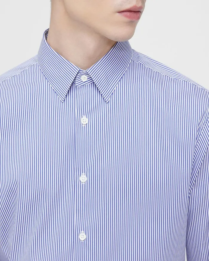 Men Theory Shirts Irving Shirt In Cotton Blend Whitenew Klein Blue