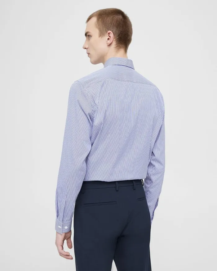 Men Theory Shirts Irving Shirt In Cotton Blend Whitenew Klein Blue