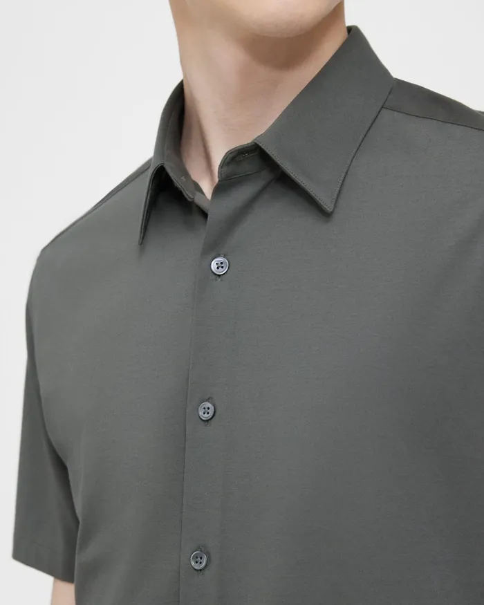 Men Theory Shirts Irving ShortSleeve Shirt In Structure Knit Dark Olive