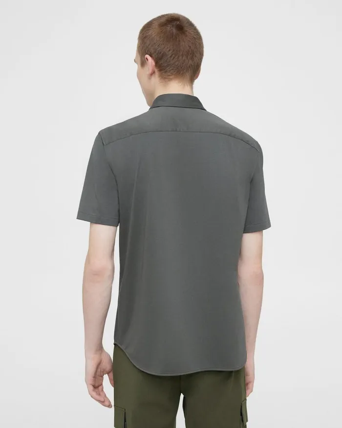 Men Theory Shirts Irving ShortSleeve Shirt In Structure Knit Dark Olive