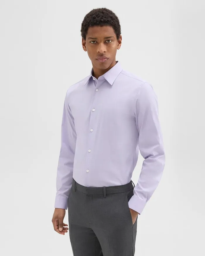 Men Theory Shirts Sylvain Shirt In Good Cotton Soft Iris