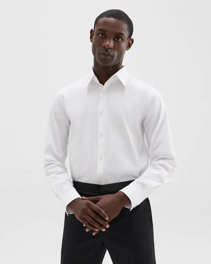 Men Theory Shirts Sylvain Shirt In Stretch CottonBlend White