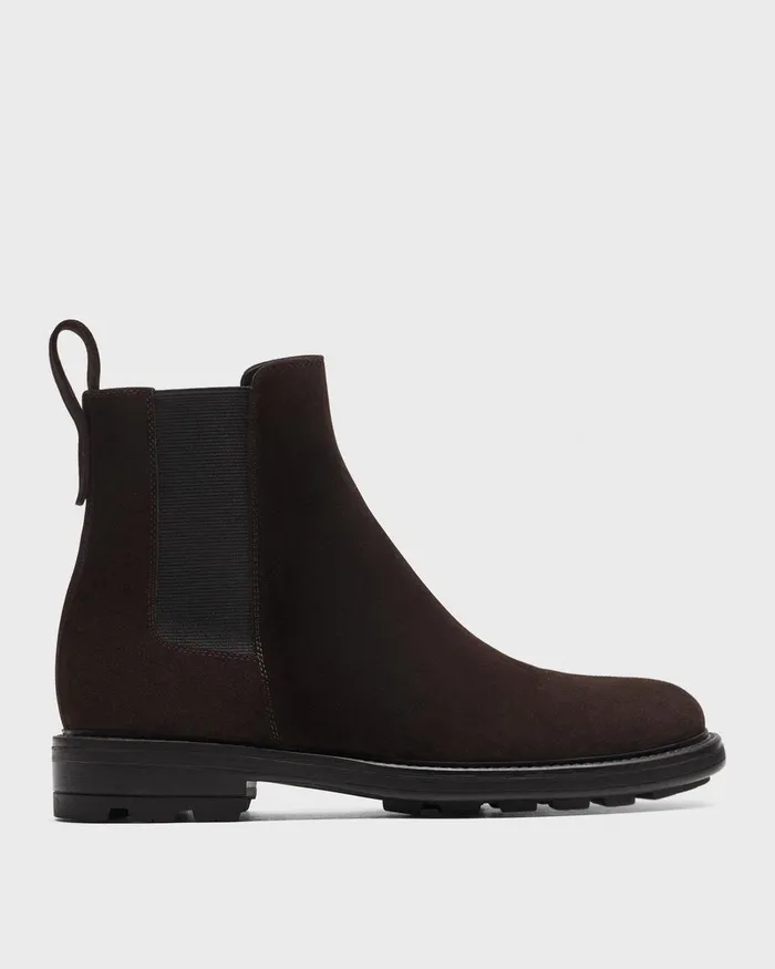 Men Theory Shoes Chelsea Boots In Suede Hickory
