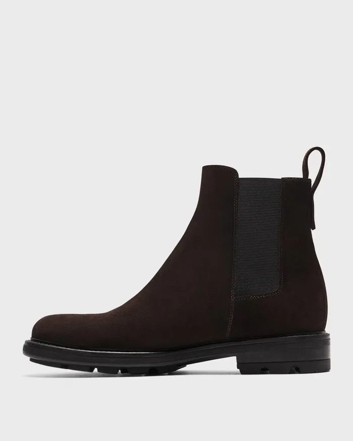 Men Theory Shoes Chelsea Boots In Suede Hickory