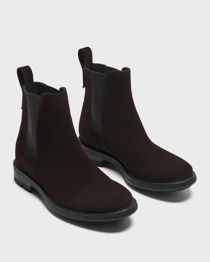 Men Theory Shoes Chelsea Boots In Suede Hickory