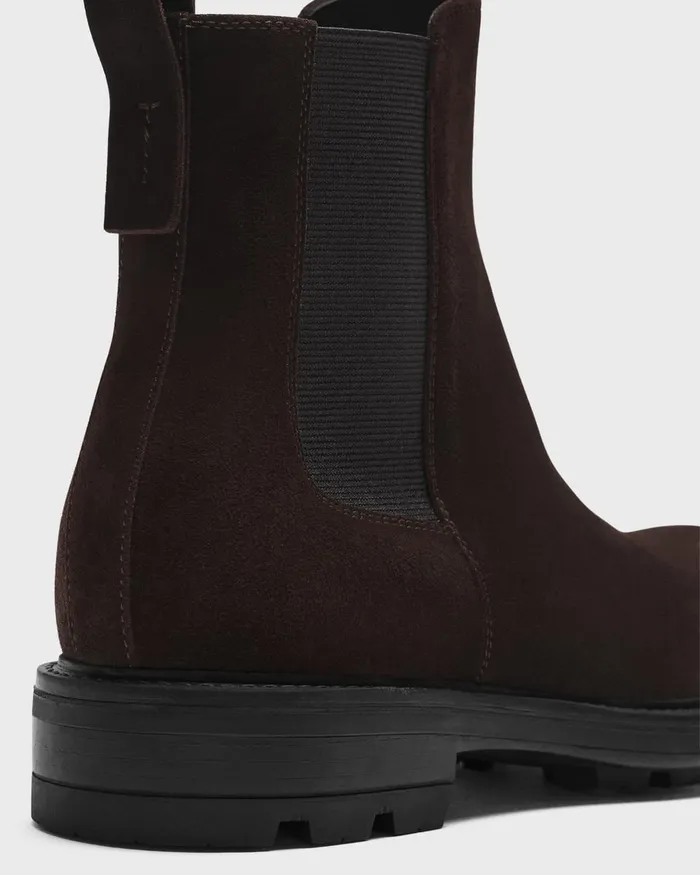 Men Theory Shoes Chelsea Boots In Suede Hickory