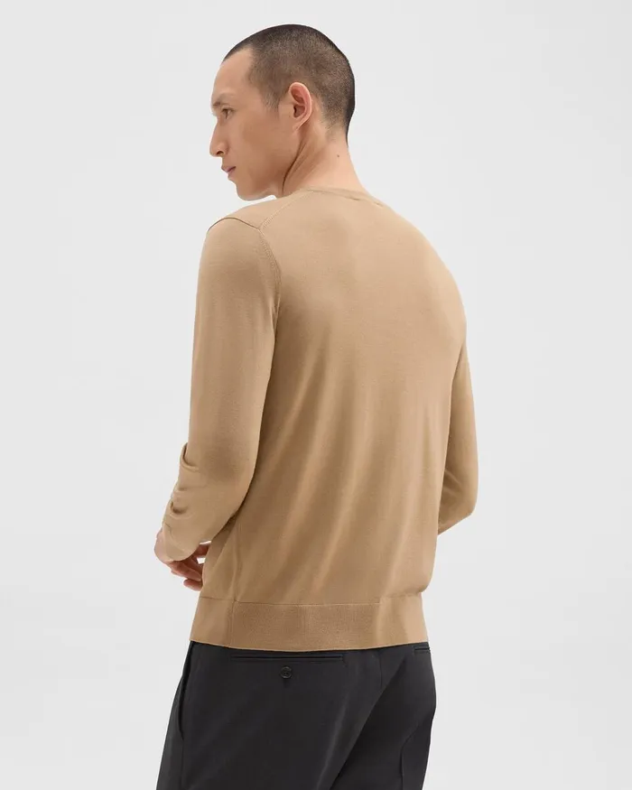 Men Theory Sweaters Cardigans Crewneck Sweater In Regal Wool New Camel