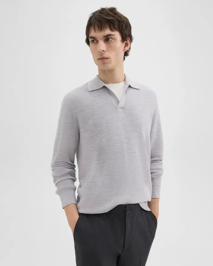 Men Theory Sweaters Cardigans Johnny Collar Sweater In Merino Wool Vapor Melange Men Theory Sweaters Cardigans Johnny Collar Sweater In Merino Wool Vapor Melange