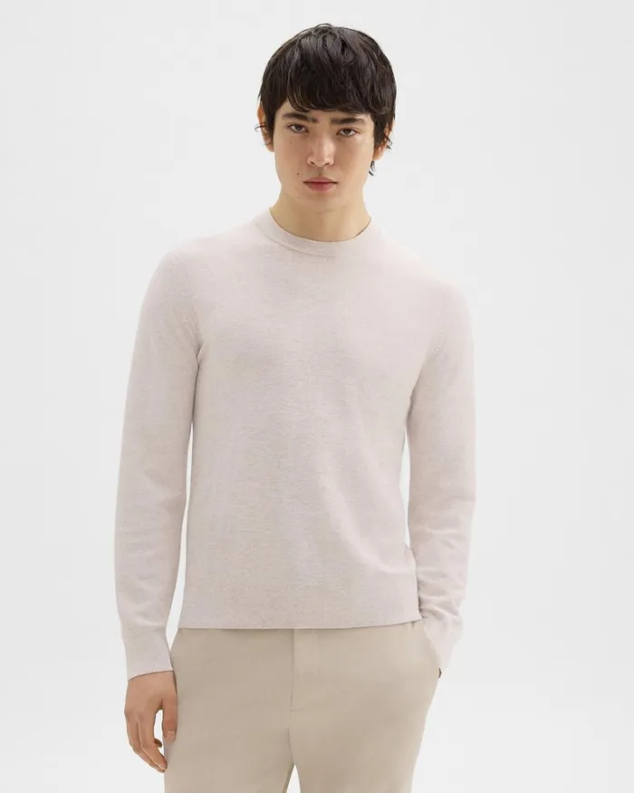 Men Theory Sweaters Cardigans Riland Sweater In Light Bilen Melange Ivory