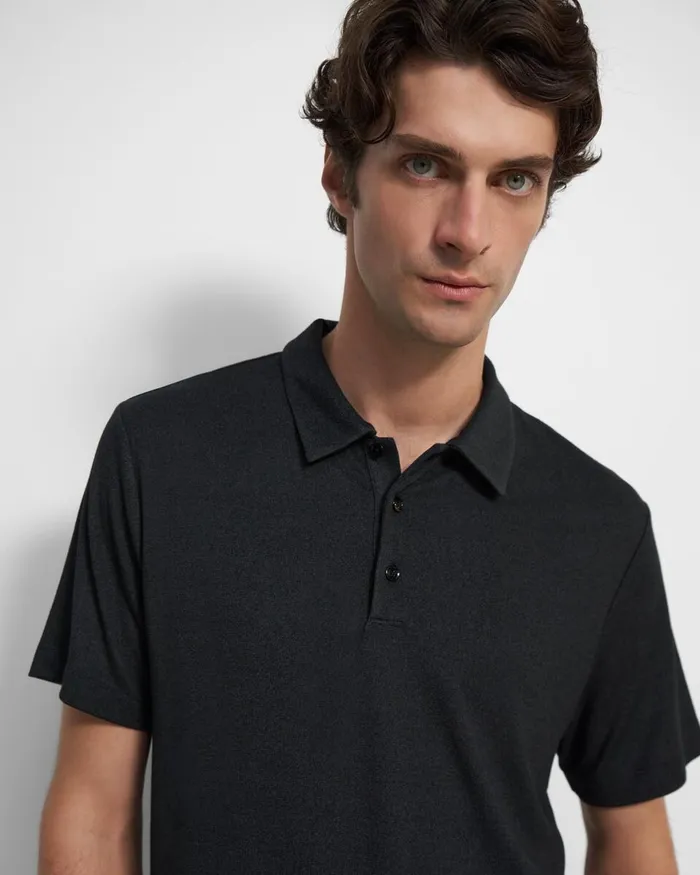Men Theory TShirts Polos Bron Polo Shirt In Anemone Modal Jersey Black Multi