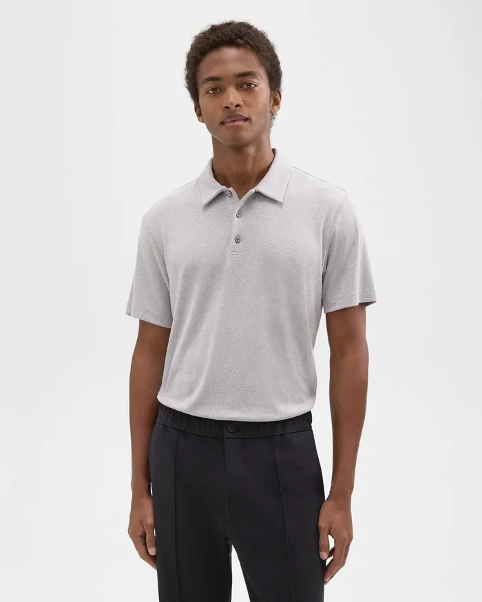 Men Theory TShirts Polos Bron Polo Shirt In Anemone Modal Jersey Grey Multi