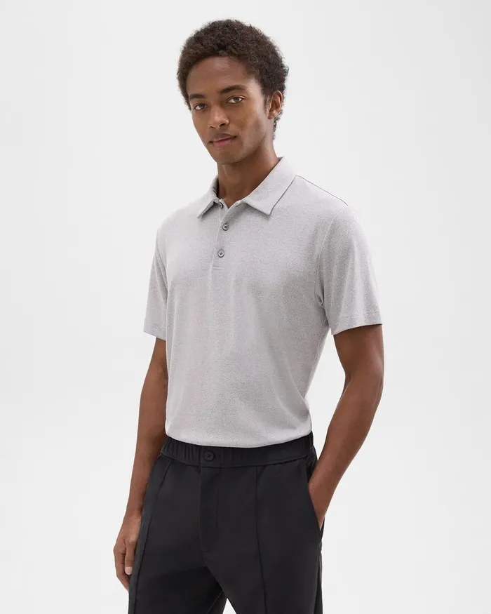 Men Theory TShirts Polos Bron Polo Shirt In Anemone Modal Jersey Grey Multi