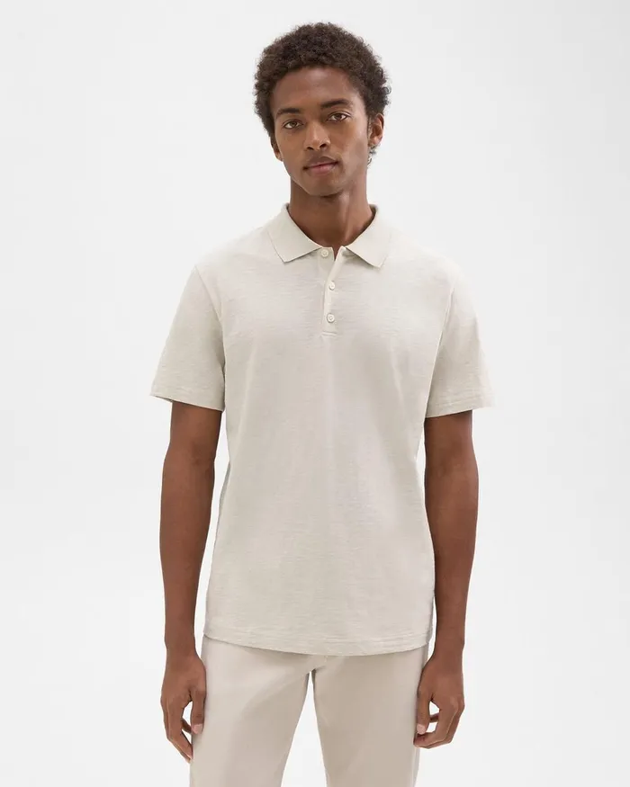 Men Theory TShirts Polos Bron Polo Shirt In Cosmos Slub Cotton Limestone