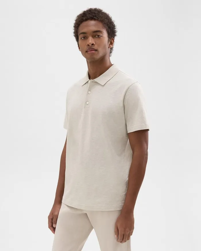 Men Theory TShirts Polos Bron Polo Shirt In Cosmos Slub Cotton Limestone