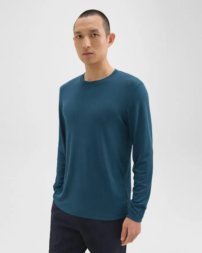 Men Theory TShirts Polos Essential LongSleeve Tee In Anemone Modal Jersey Twilight Men Theory TShirts Polos Essential LongSleeve Tee In Anemone Modal Jersey Twilight