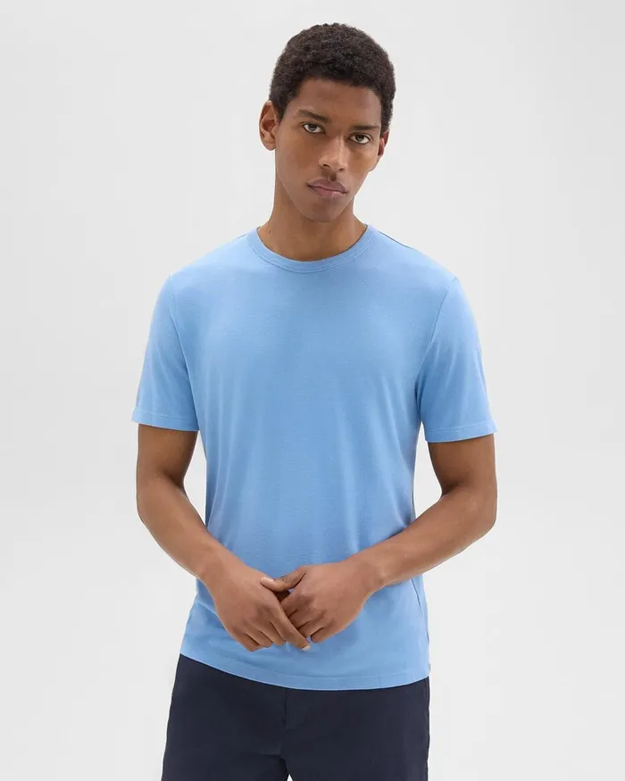 Men Theory TShirts Polos Essential Tee In Anemone Modal Jersey Powder Blue
