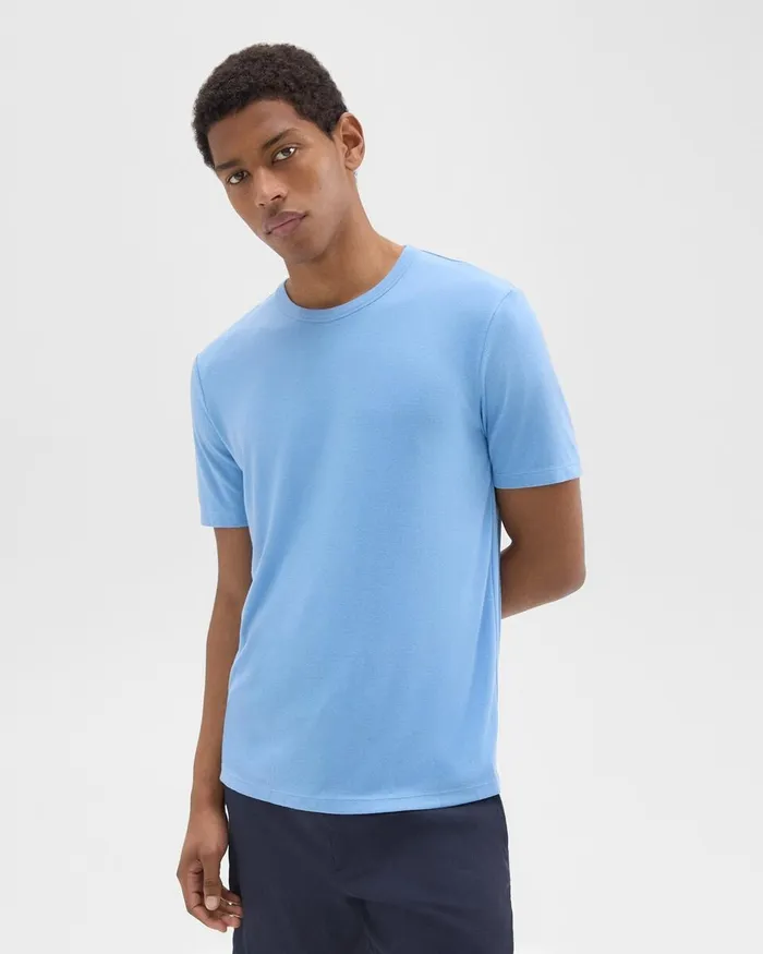Men Theory TShirts Polos Essential Tee In Anemone Modal Jersey Powder Blue