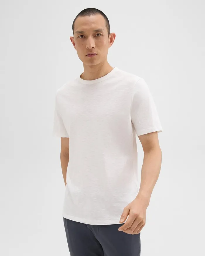 Men Theory TShirts Polos Essential Tee In Cosmos Slub Cotton White