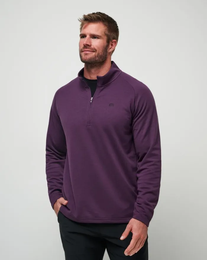 Men UPGRADED QUARTER ZIP Plum TravisMathew Quarter Zips