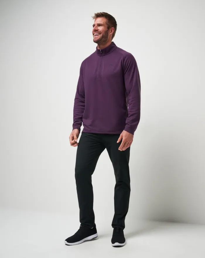Men UPGRADED QUARTER ZIP Plum TravisMathew Quarter Zips