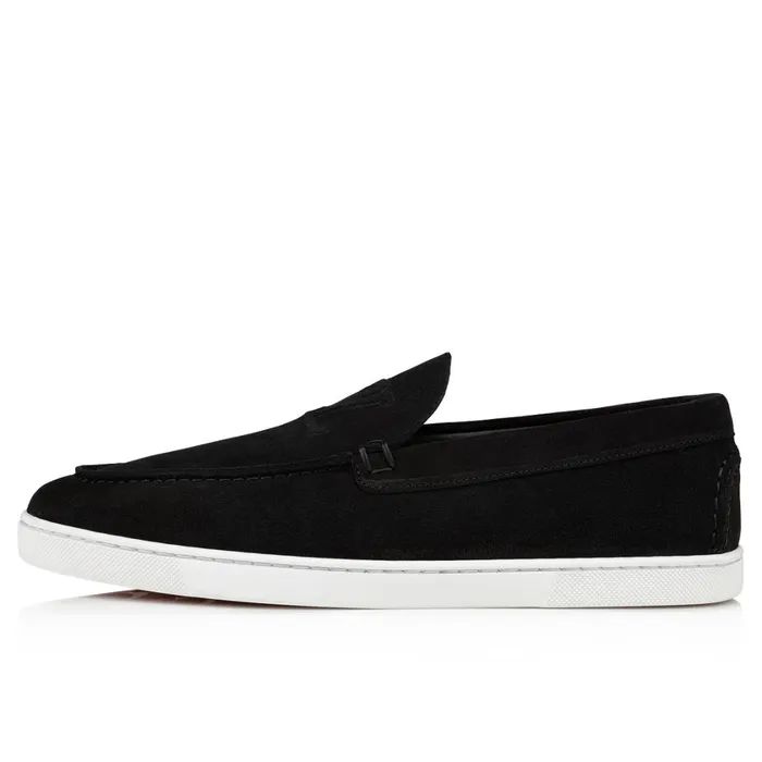 Men Varsiboat Boat Shoes 8211 Leather 8211 Black Black Christian Louboutin Loafers and Slipons