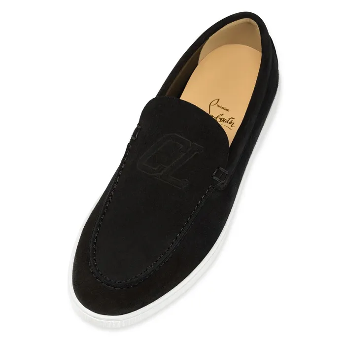 Men Varsiboat Boat Shoes 8211 Leather 8211 Black Black Christian Louboutin Loafers and Slipons