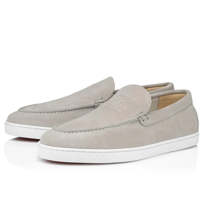 Men Varsiboat Boat Shoes 8211 Leather 8211 Goose Grey Christian Louboutin Loafers and Slipons Men Varsiboat Boat Shoes 8211 Leather 8211 Goose Grey Christian Louboutin Loafers and Slipons