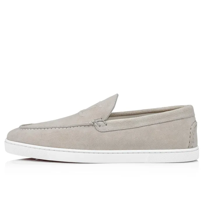 Men Varsiboat Boat Shoes 8211 Leather 8211 Goose Grey Christian Louboutin Loafers and Slipons