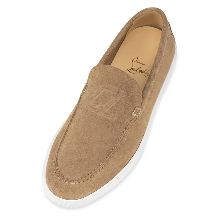 Men Varsiboat Boat Shoes 8211 Leather 8211 Roca Brown Christian Louboutin Low Top Sneakers