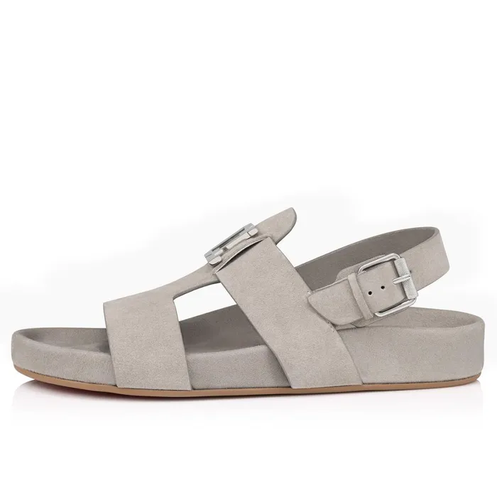 Men Varsibuckle Bizz Sandals 8211 Leather 8211 Goose Grey Christian Louboutin Sandals and Espadrilles