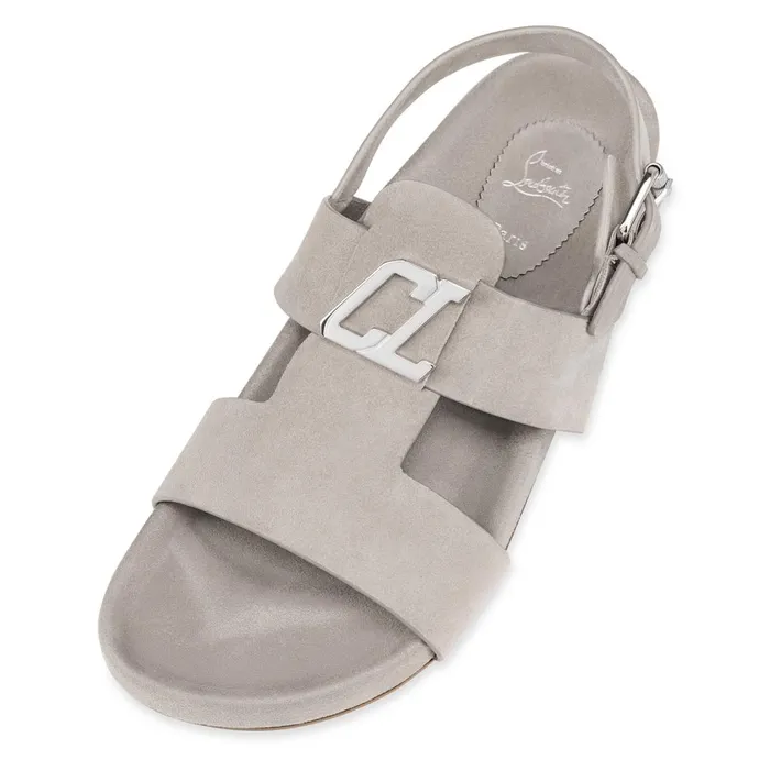 Men Varsibuckle Bizz Sandals 8211 Leather 8211 Goose Grey Christian Louboutin Sandals and Espadrilles