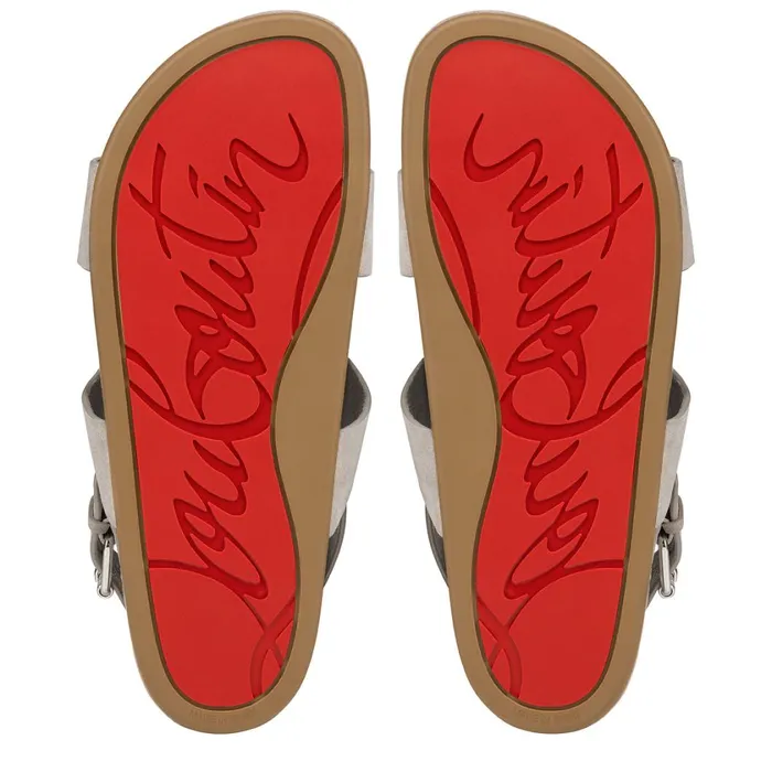 Men Varsibuckle Bizz Sandals 8211 Leather 8211 Goose Grey Christian Louboutin Sandals and Espadrilles
