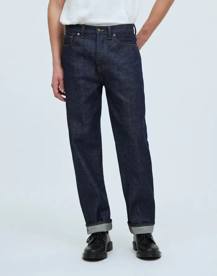 Men Vintage Relaxed Straight Jeans In Raw Selvedge Raw Selvedge Madewell Jeans