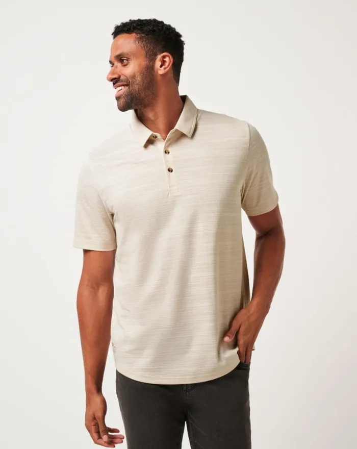Men WEST END POLO Italian Sand TravisMathew Polos