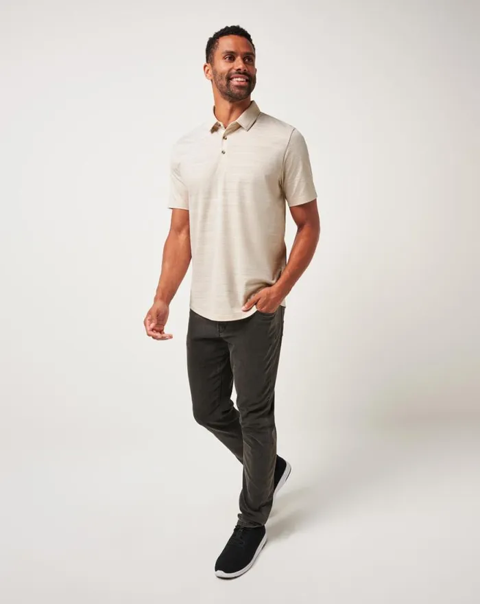 Men WEST END POLO Italian Sand TravisMathew Polos