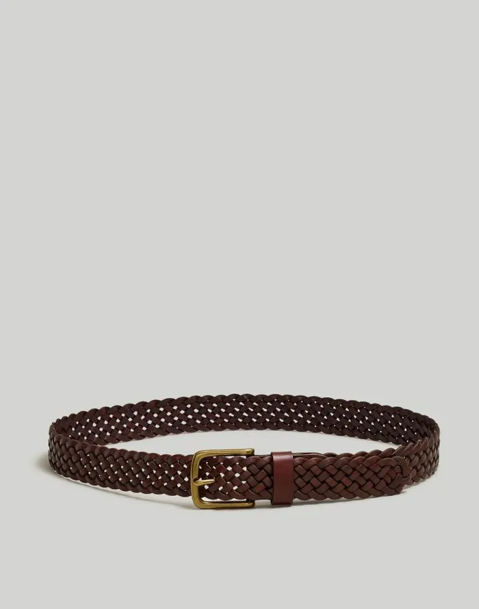 Men Woven Leather Belt Rich Brown Madewell Belts