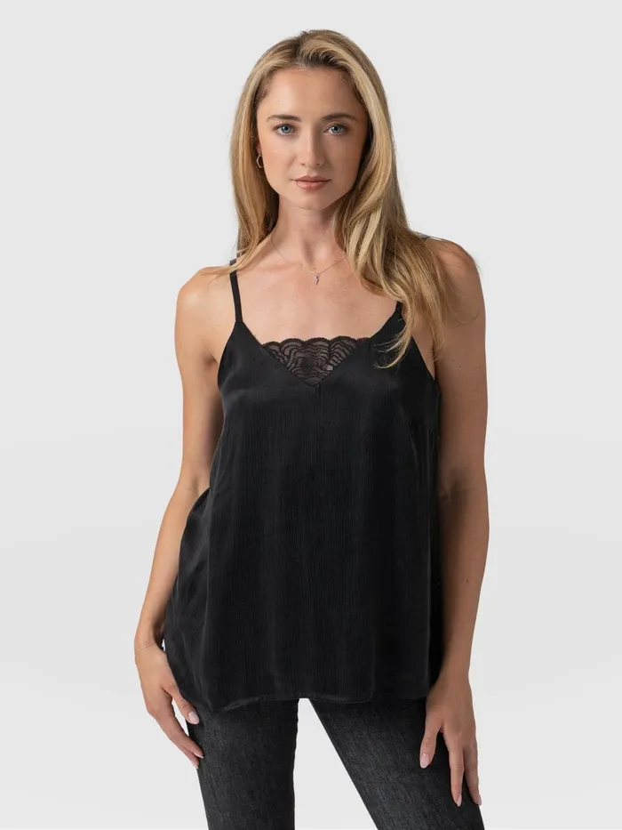 Mia Lace Cami 8211 Black Black Women Saint And Sofia TShirts and Tanks