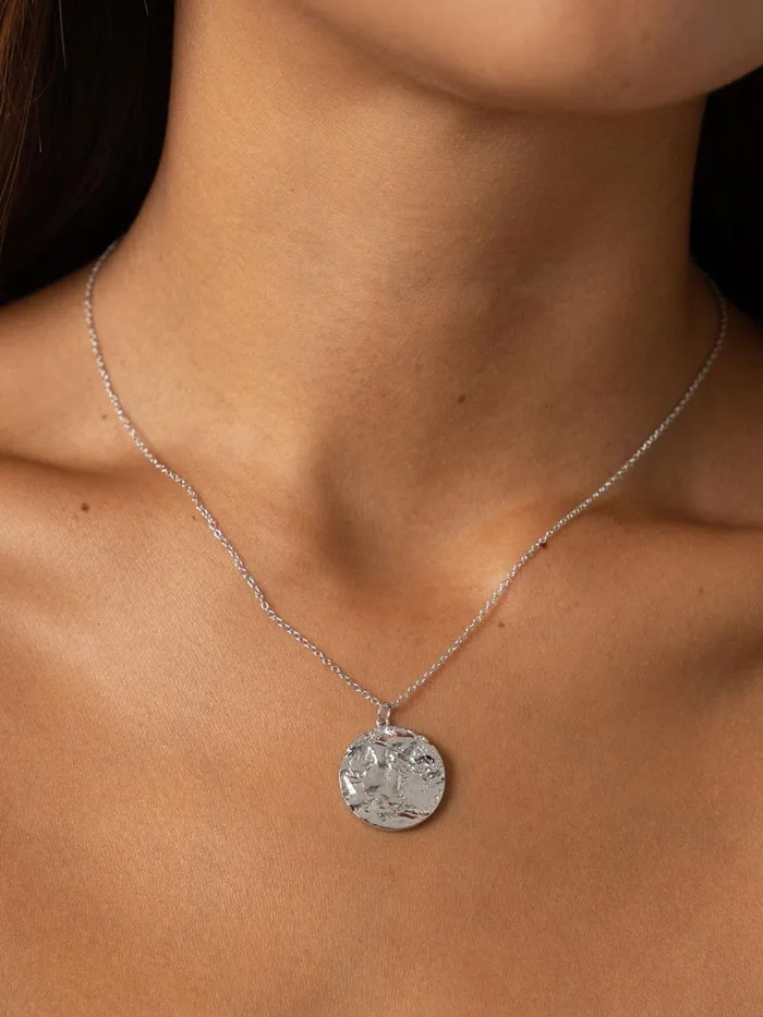 Molten Disc Charm Necklace 8211 Silver Silver Women Saint And Sofia Necklaces