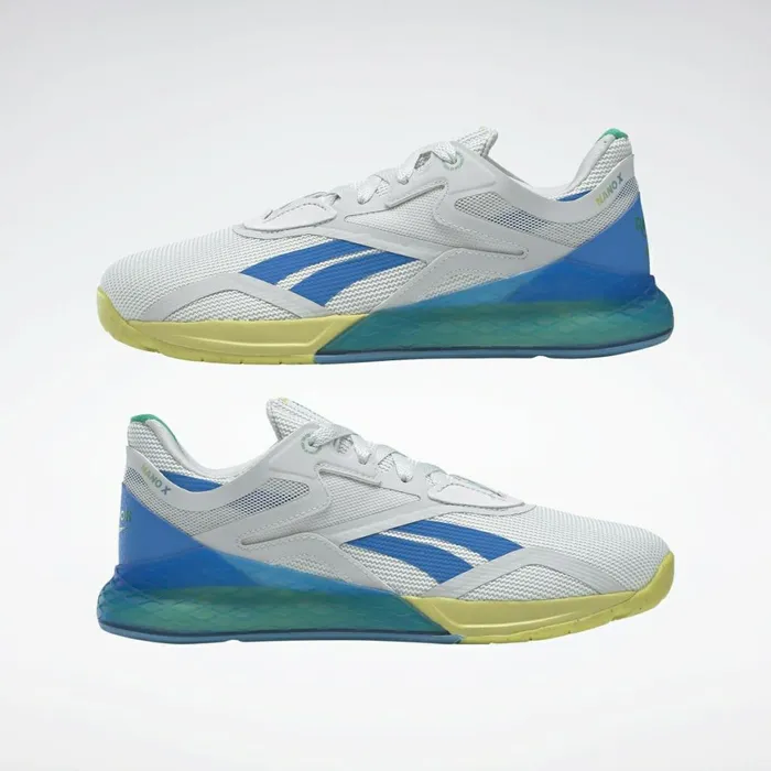 Nano Womens Reebok Nano X Training Shoes True Grey 1 Horizon Blue Chartreuse