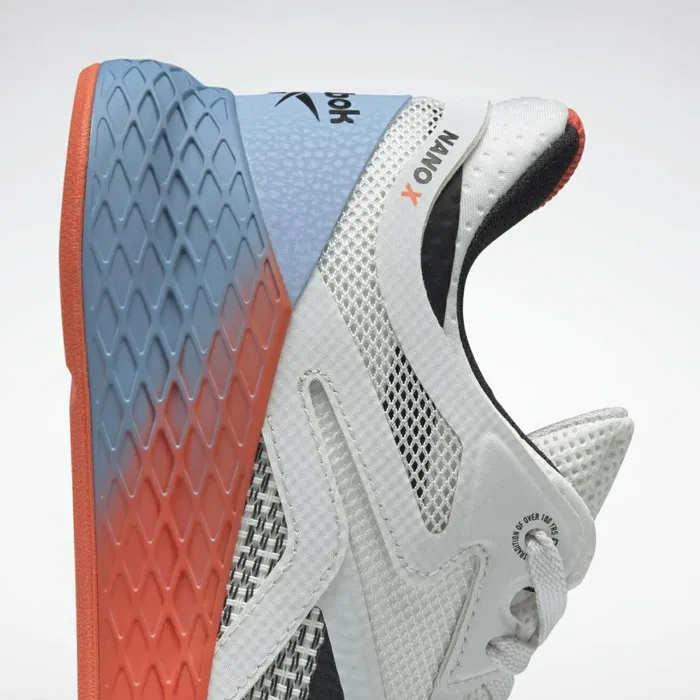 Nano Womens Reebok Nano X Training Shoes White Fluid Blue Vivid Orange
