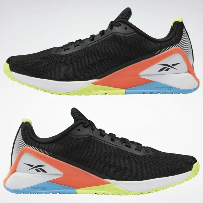 Nano Womens Reebok Nano X1 Training Shoes Black Orange Flare Radiant Aqua