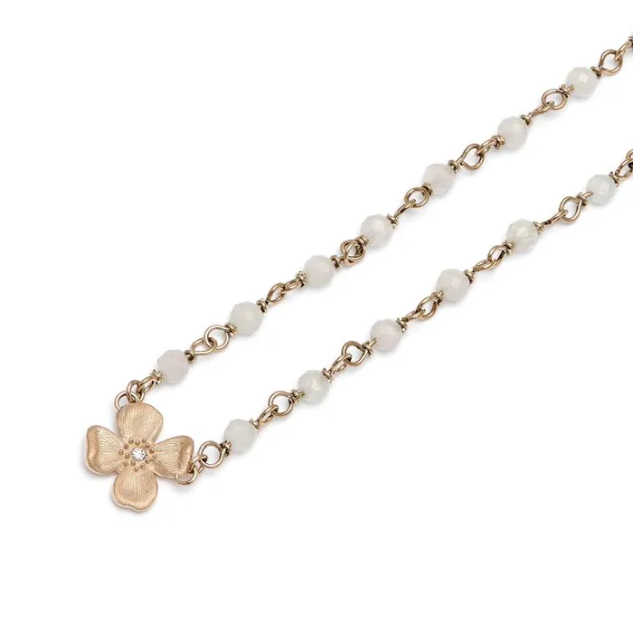 Necklaces Women Olivia Burton Dogwood Rose Gold Plated Beaded Charm Necklace