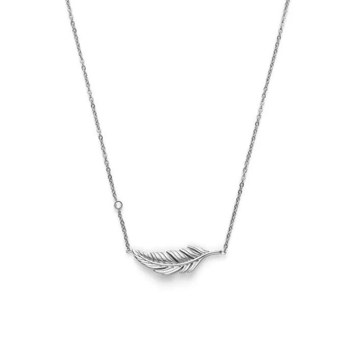 Necklaces Women Olivia Burton Feather Silver Tone Necklace