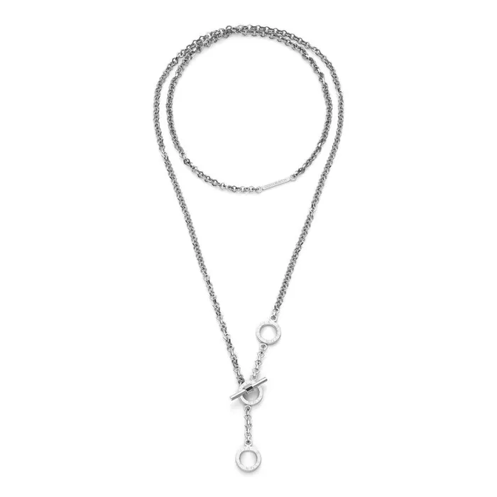 Necklaces Women Olivia Burton Honeycomb Toggle Silver Tone Necklace