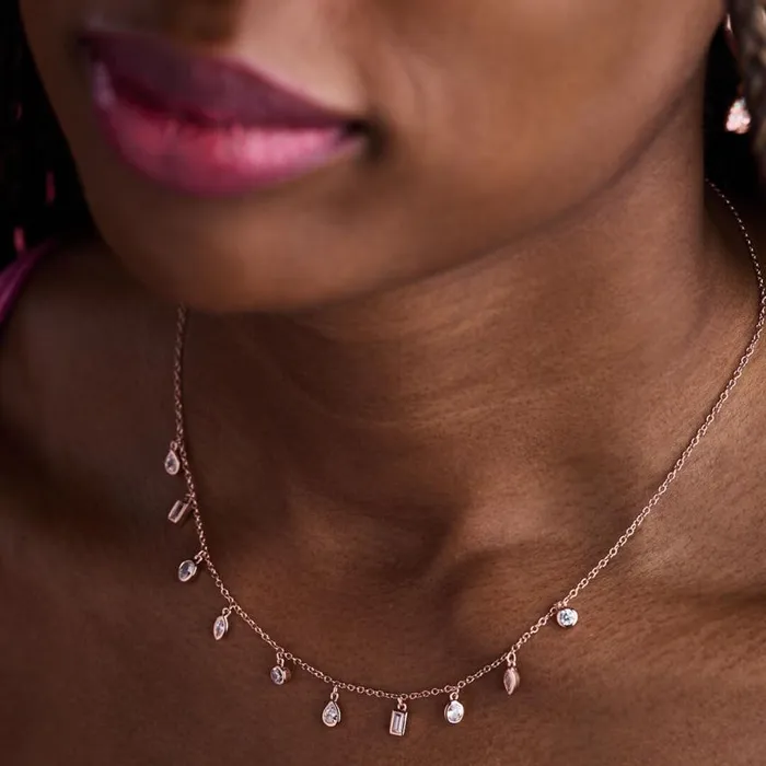 Necklaces Women Olivia Burton Rose Gold Crystal Charm Necklace