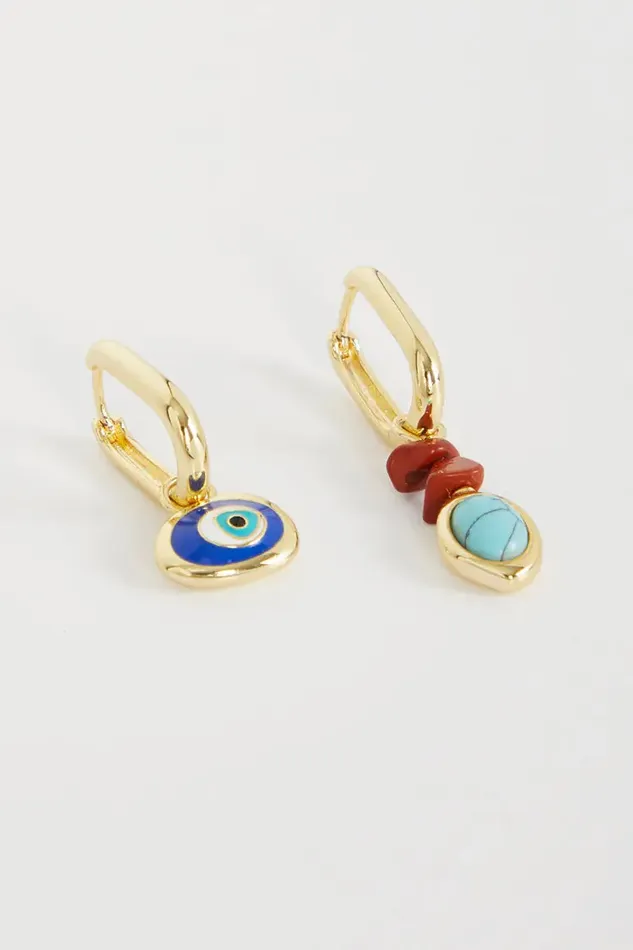 Never Fully Dressed Accessories Gold Plated Balearic Turquoise Eye Earring 8211 Women
