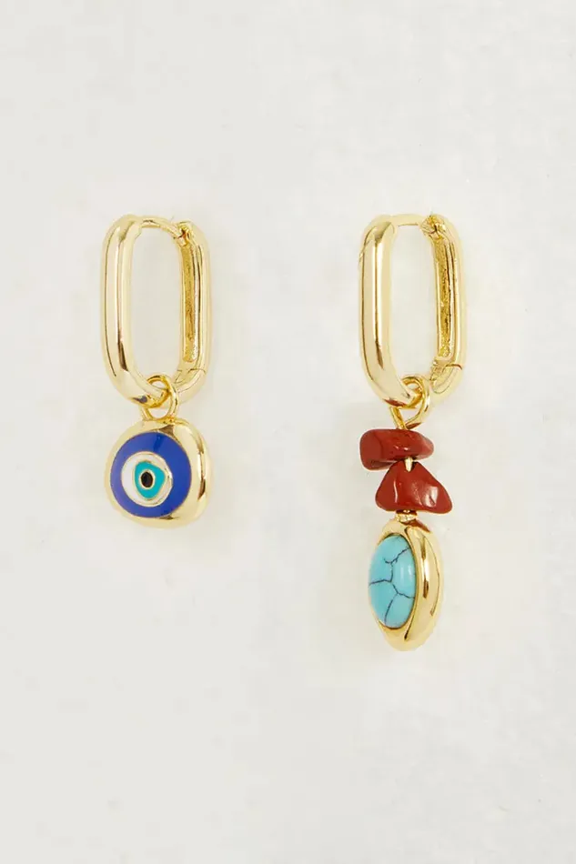 Never Fully Dressed Accessories Gold Plated Balearic Turquoise Eye Earring 8211 Women
