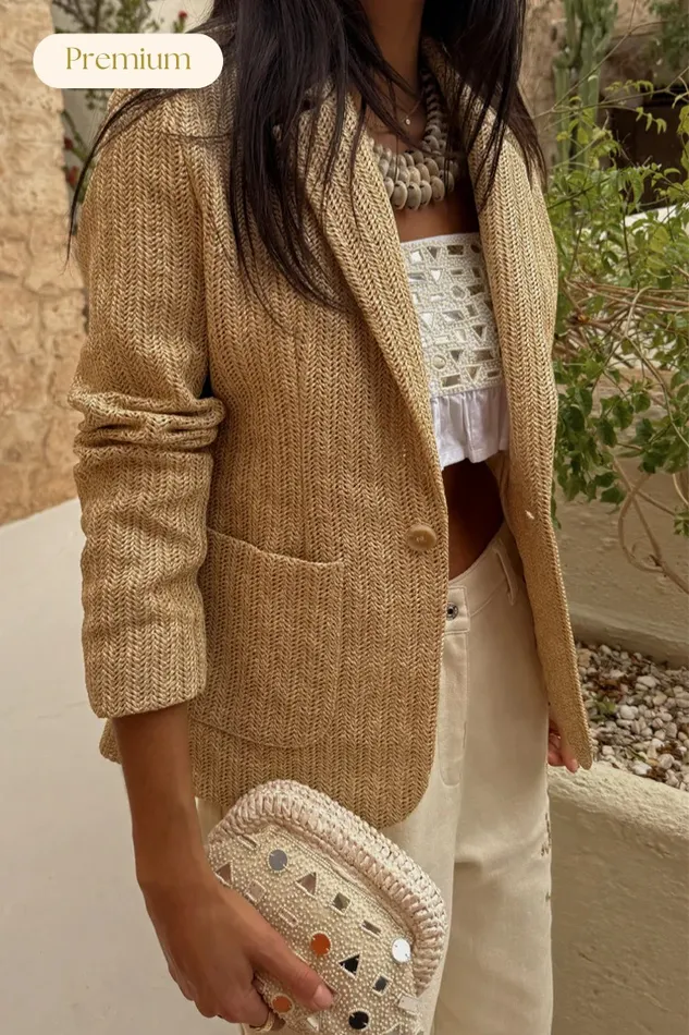 Never Fully Dressed Jackets and Coats Raffia Spencer Blazer 8211 Women