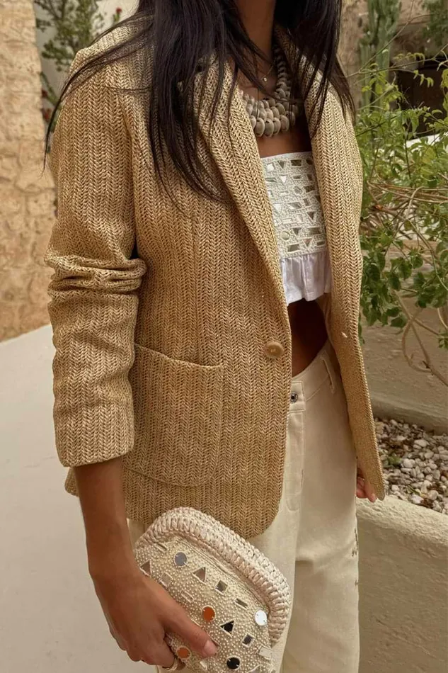 Never Fully Dressed Jackets and Coats Raffia Spencer Blazer 8211 Women
